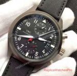 IWC Pilots Top Gun Watch Black Chronograph Nylon Grey Case